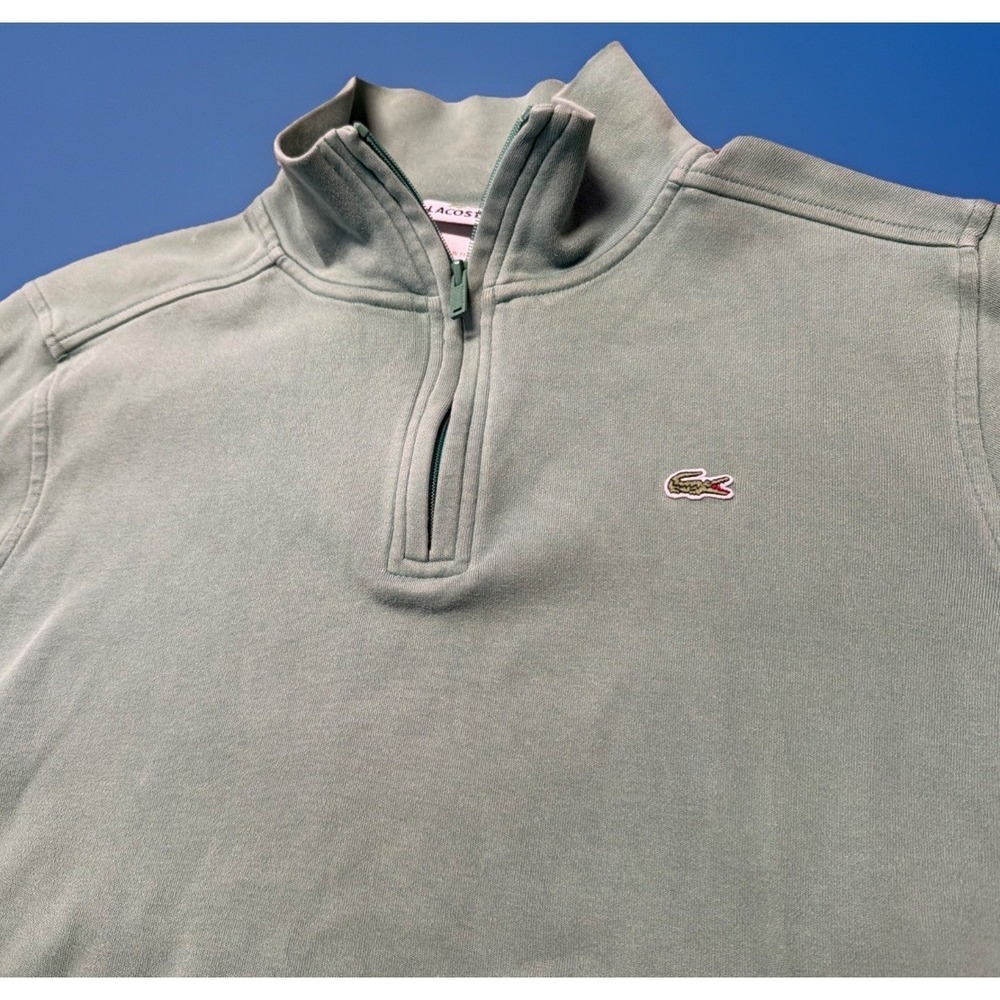 Lacoste Sweater Quarter Zip Mens Size 6 Mock Turtle Neck Alligator Green
